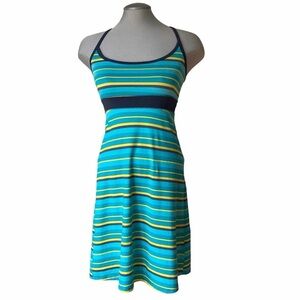 LOLA Athletic Dress with Shelf Bra Green and Yellow Striped Size XS